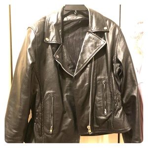 Women’s Black Leather Jacket. XL